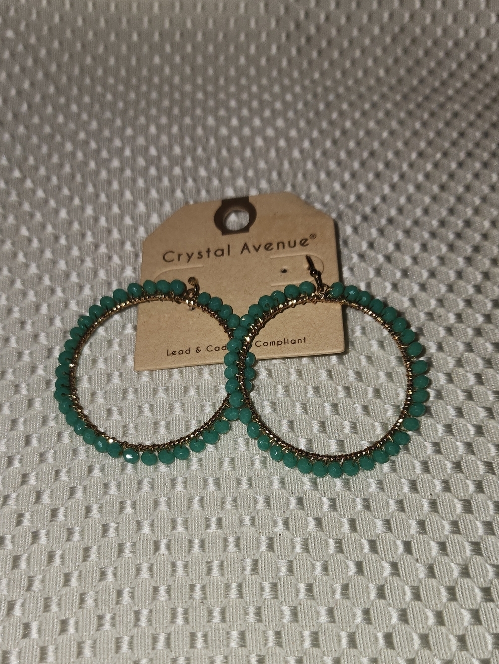Turquoise Beaded Gold Hoop Earrings